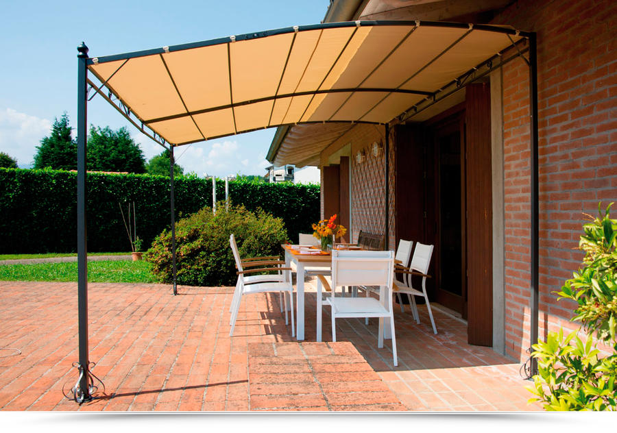 Gazebo pergola 4x3 giardino terrazza Top Design telo idrorepellente color sabbia gaz361