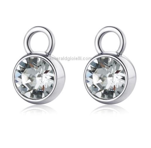Orecchini Pendenti A Cerchio XUPING - Cristallo Grigio Rotondo, Placcato Oro, Regalo Donna
