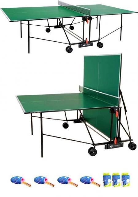 Garlando Progress Indoor Verde Tavolo Ping Pong 4 Racchette 18 Palline In Omaggio