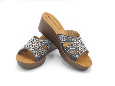 InBlu GM000035 ciabatta nera con strass