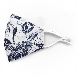 GIAPPONE "TESSUTO LINO" - Colore Bianco con Disegni Giapponesi Blu / Tessuto Lino - cod. CLPRINT 001(Mascherina Adulti + 2 Filtri)