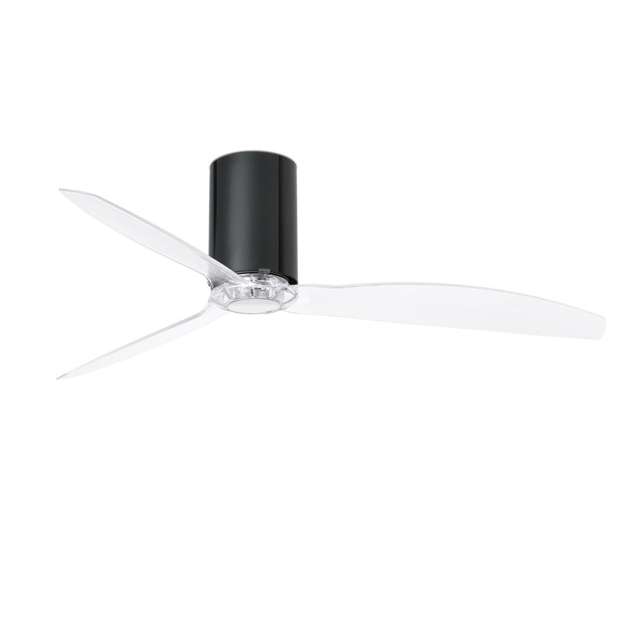 MINI TUBE FAN - Ventilatore da soffitto Ø 1280 mm nero brillante/trasparente con motore DC - 3 pale