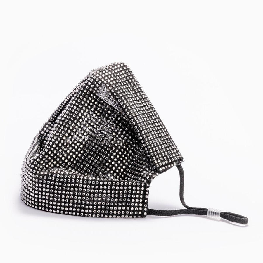 PAILLETTES - Colore Nero con Paillettes - cod. STAR 017 (Mascherina Adulti + 2 Filtri) 