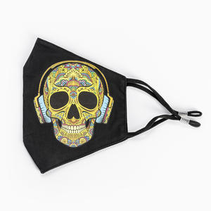 TESCHIO DJ - Colore Nero con Teschio - cod. SK-004  (Mascherina Adulti + 2 Filtri)