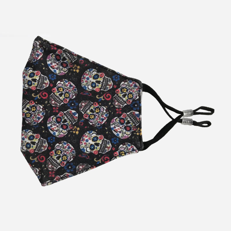 TESCHI - Colore Nero con tanti Teschi - cod. SK-006  (Mascherina Adulti + 2 Filtri) 