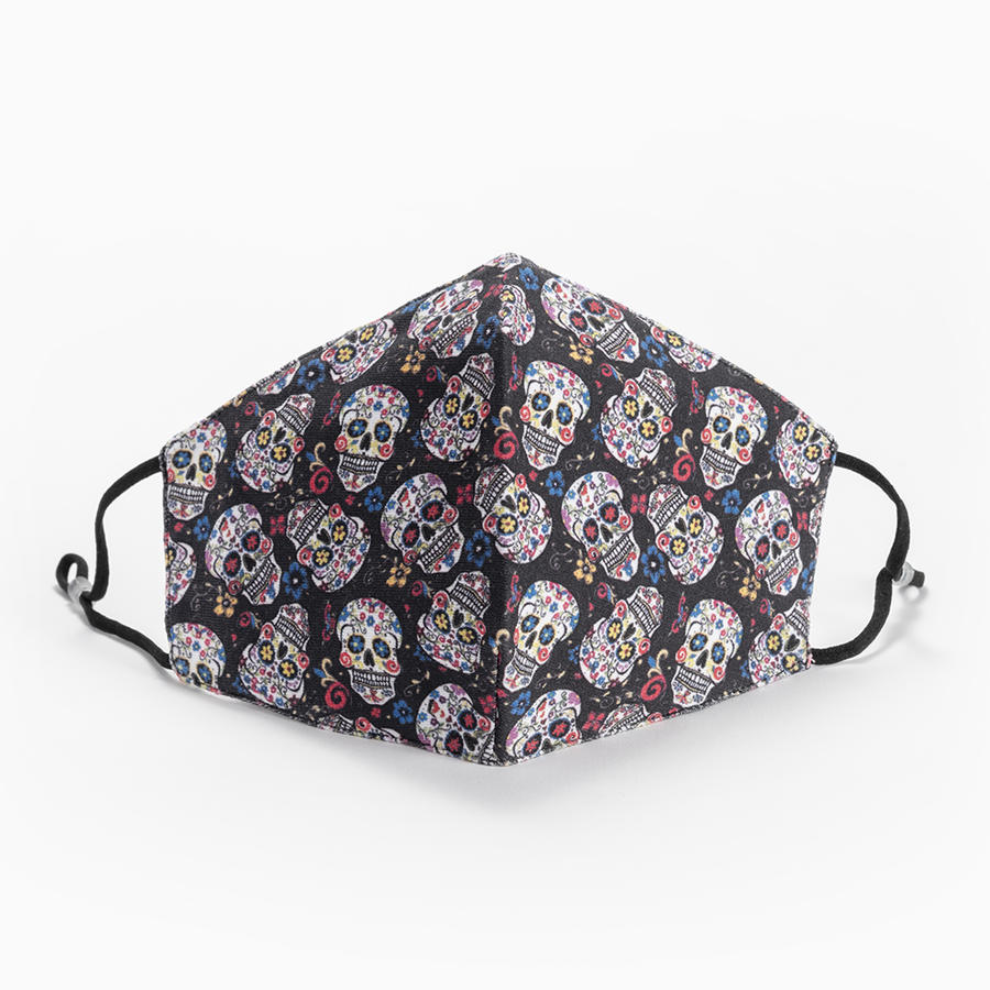 TESCHI - Colore Nero con tanti Teschi - cod. SK-006  (Mascherina Adulti + 2 Filtri) 