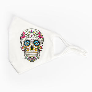 TESCHIO MESSICANO - Colore Bianco con Teschio Colorato - cod. SK003  (Mascherina Adulti + 2 Filtri)