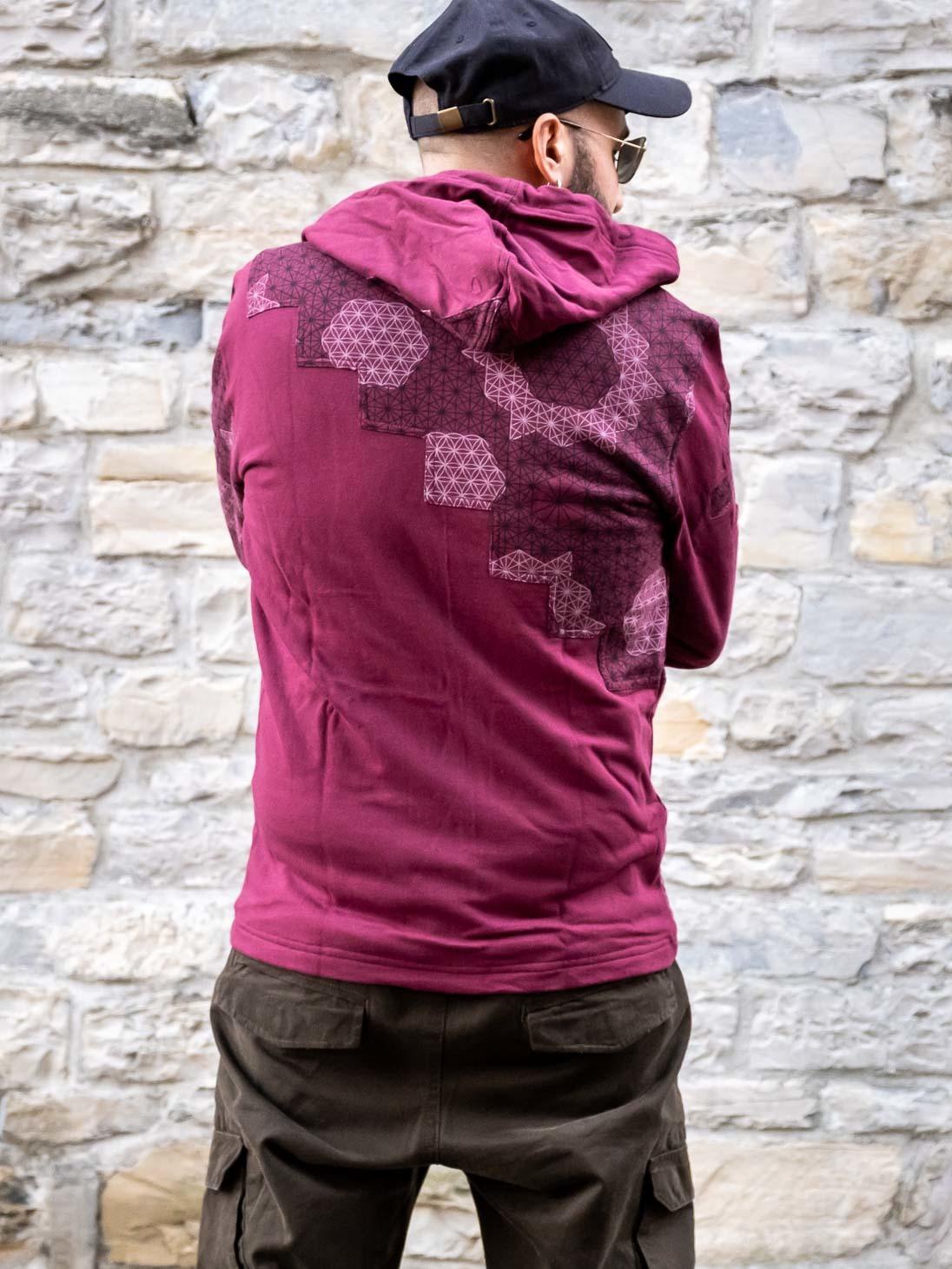 Sudadera hombre Mayur cierre cremallera y capucha - patchwork burdeos