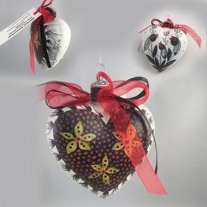 Palla di Natale Cuore Piccolo. decoro su entrambi i lati come da foto. Pezzi Unici
