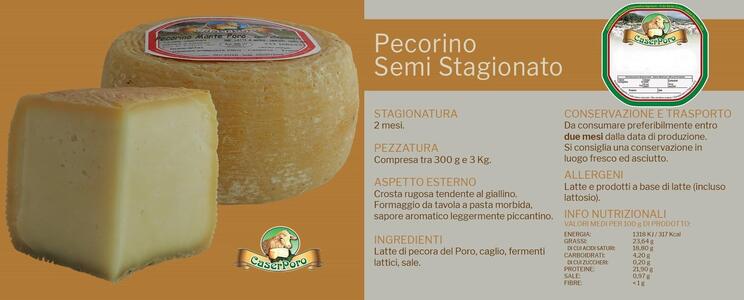 Pecorino, Formaggio Semistagionato, Caserporo, 1,3 kg
