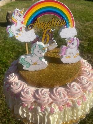 42 Pezzi Decorazioni Torta Unicorno Kit, Oro 3D Con Corno, Ciglia, Stelle E Palline, Per Compleanno Bambina, Festa E Matrimonio