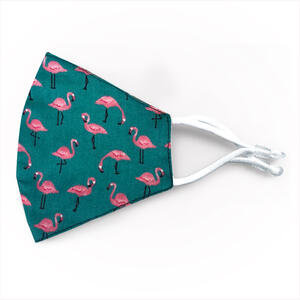 FENICOTTERI - Colore Turchese con Fenicotteri Rosa - cod. COPRINT023  (Mascherina Adulti+2 Filtri)