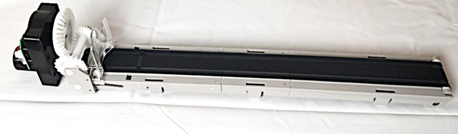 Distributore prodotti a nastro con motore passo passo a 24Vcc - lunghezza utile 40cm