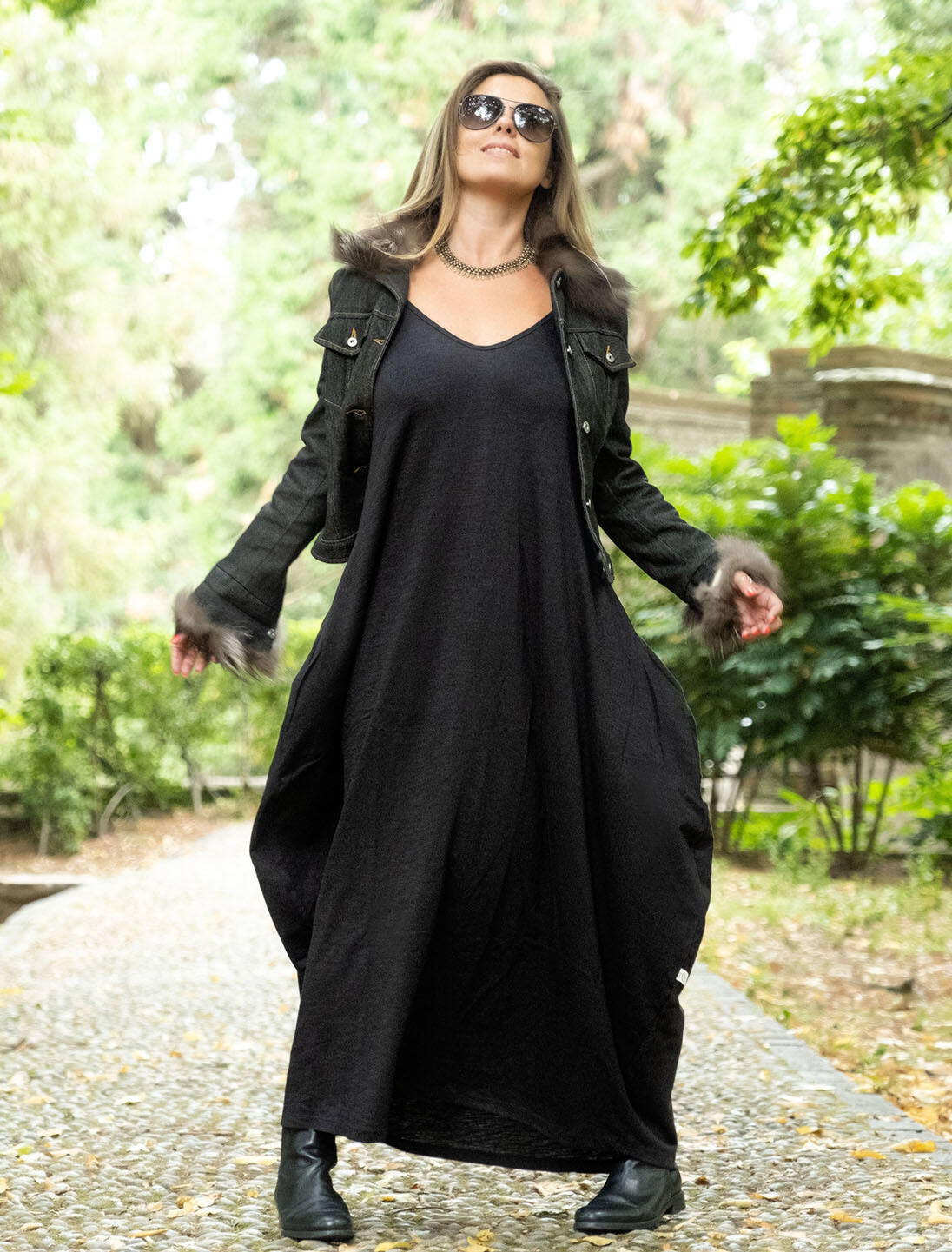 Vestito lungo Veena - Nero