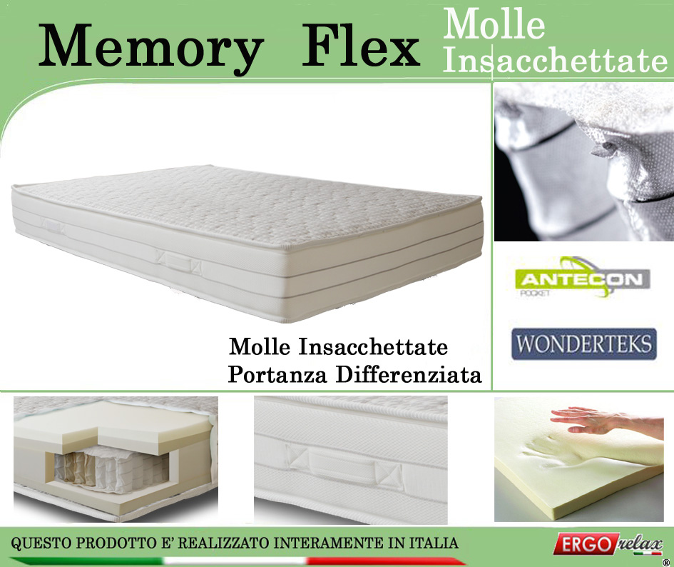 Materasso Memory Mod. Memory Flex con Molle Insacchettate da Cm ... Materasso Memory Mod. Memory Flex con Molle Insacchettate da Cm ...