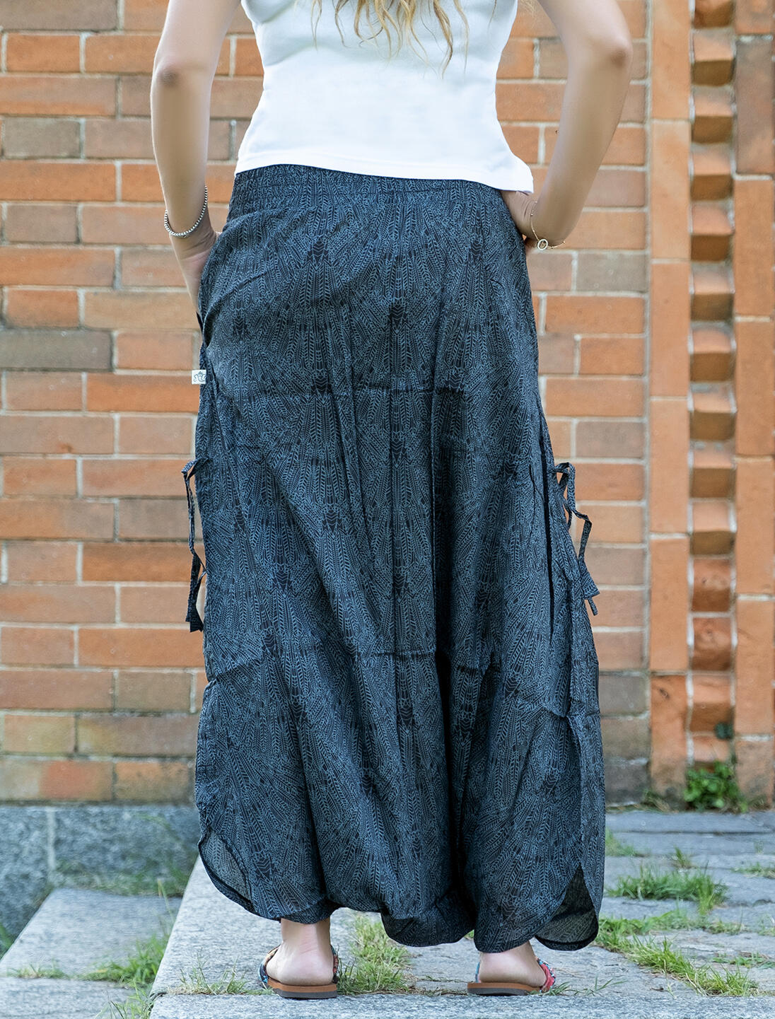 Gonna pantalone con cintura da annodare opticwhite