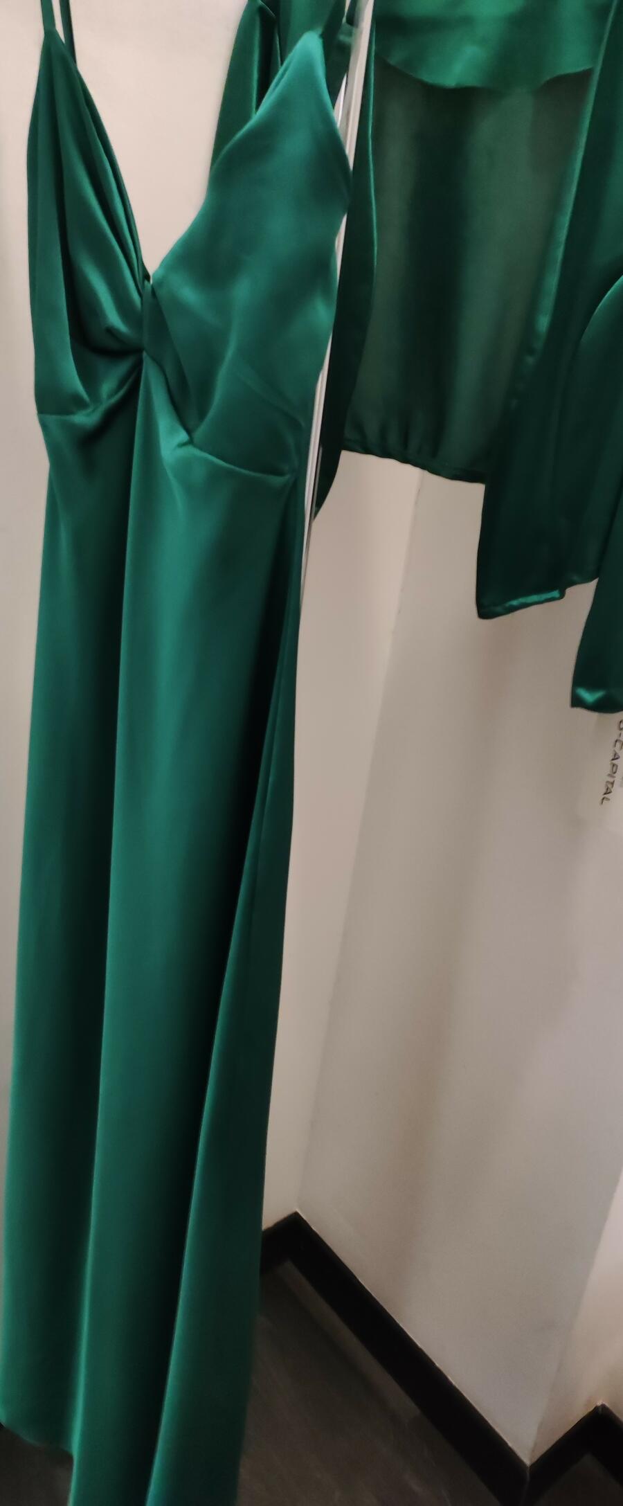 Abito satin nodo bretella regolabile 