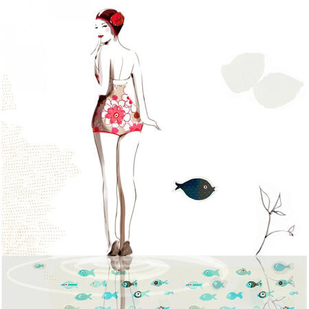 SOPHIE GRIOTTO, DIGIGRAFIA CERTIFICATA E NUMERATA, 50x40 cm: PINK SWIM.
