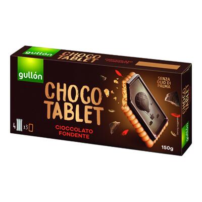Gullon Biscotti Choco Tablet Fondente 150GR A SCATOLO DA 12 CONFEZIONI