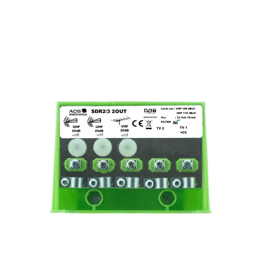 Amplificatore da palo 20dB 3in UHF-UHF-B.III 2out