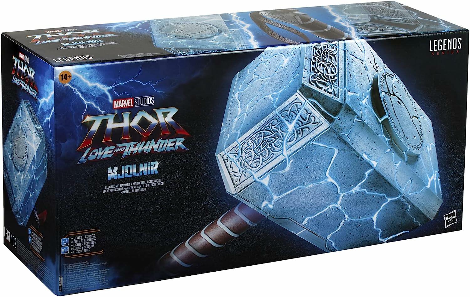 Martello Mjolnir Del Potente Thor – Marvel Legends Series, Roleplay Elettronico Scala 1:1 Con Luci E Suoni, Ispirato A Thor: Love And Thunder, Piedistallo Incluso