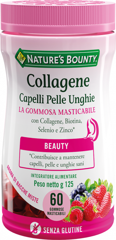 Collagene Capelli Pelle Unghie con Collagene, Vitamine e Minerali - 60 Gommose Masticabili