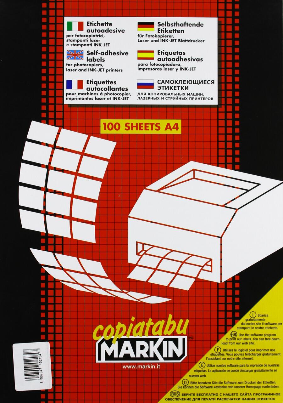 Etichetta adesiva C/502 giallo 100fg A4 105x72mm (8et/fg) Markin