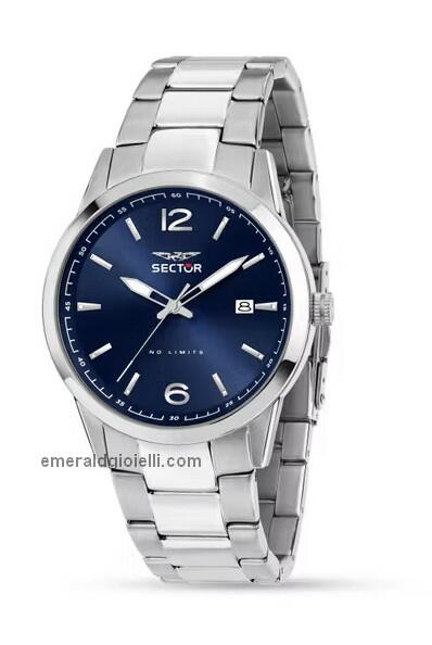Sector 670 R3253540015 - Orologio Da Uomo Al Quarzo - Cassa 37mm Acciaio, Quadrante Blu Sole, Vetro Minerale, Data, Impermeabile 5 ATM