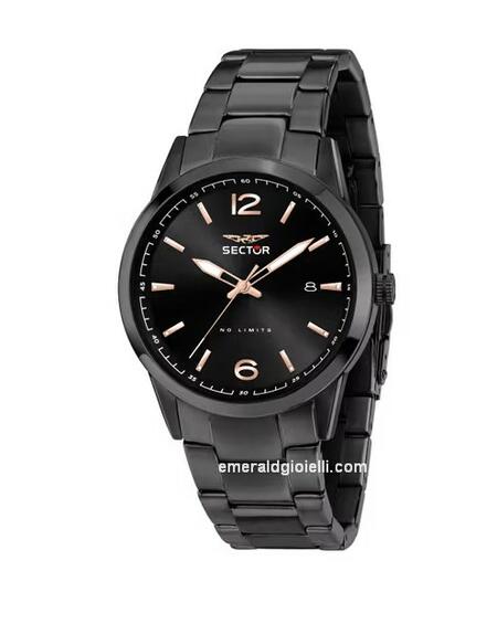 Sector No Limits Orologio Uomo Cronografo ADV2500, Acciaio E PVD Oro Rosa, 43mm