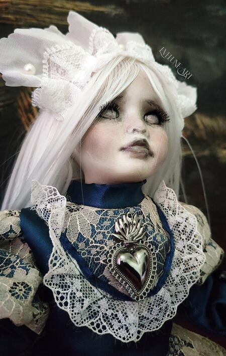 Crystal bambola creepy scary vintage in porcellana 31 cm.