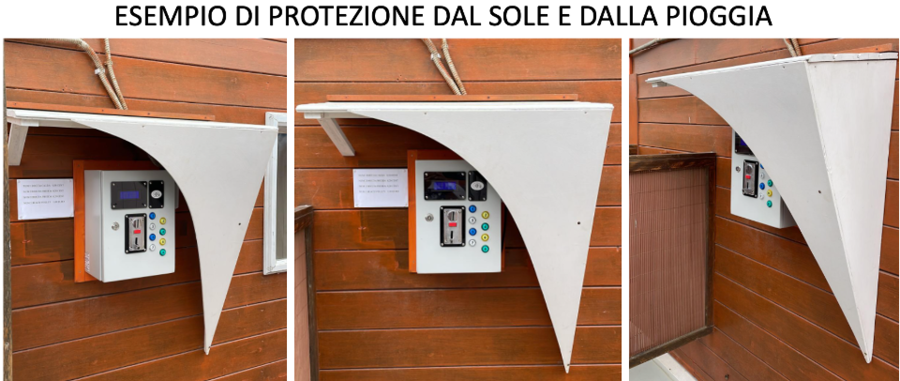 1 DOCCIA (per esterni) - Gettoniera multimoneta + elettrovalvola 12Vcc - CON DISPLAY ESTERNO