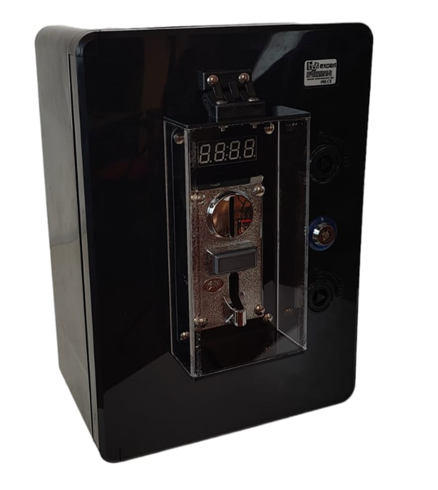 1 DOCCIA (per esterni) - Gettoniera multimoneta + elettrovalvola 12Vcc - CON DISPLAY ESTERNO