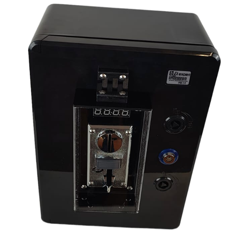 1 DOCCIA (per esterni) - Gettoniera multimoneta + elettrovalvola 12Vcc - CON DISPLAY ESTERNO
