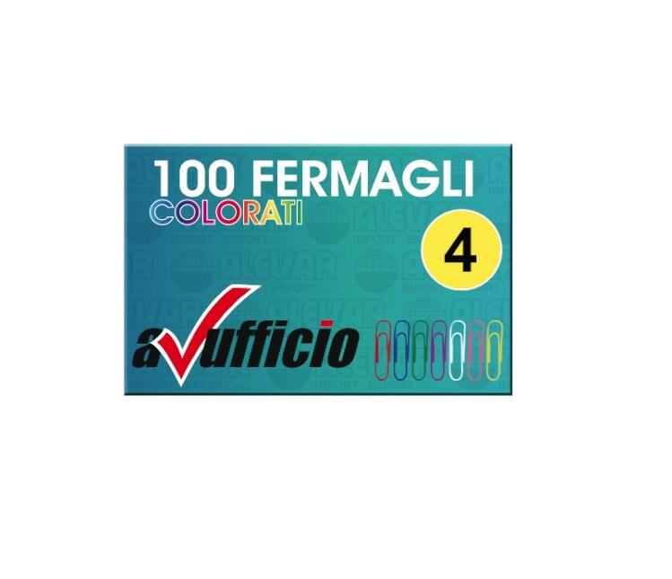 Avufficio Fermagli Colorati Misura 4 Plastificati X100 A BLISTER DA 10 CONFEZIONI 