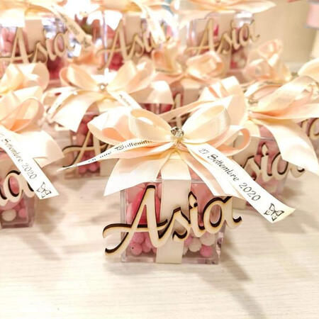 Nome personalizzato in legno per scatole, pacchi e bomboniere