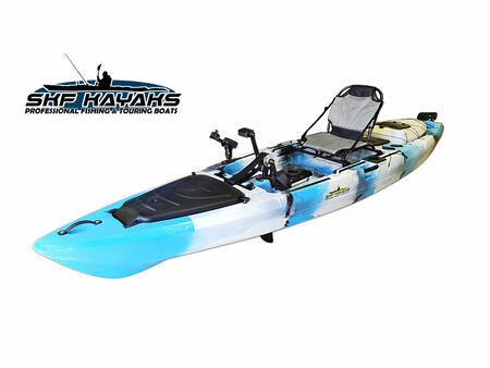 SKF Pedal Power 13 - Kayak da pesca a pedali - 413 cm - Blu Bianco Nero - completo accessori
