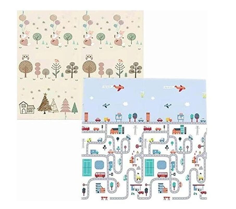 Tappetino Gioco Per Bambini In Pelle Vegana | 119x119 Cm, Spessore 3,8 Cm | Impermeabile E Antiscivolo Con Borsa