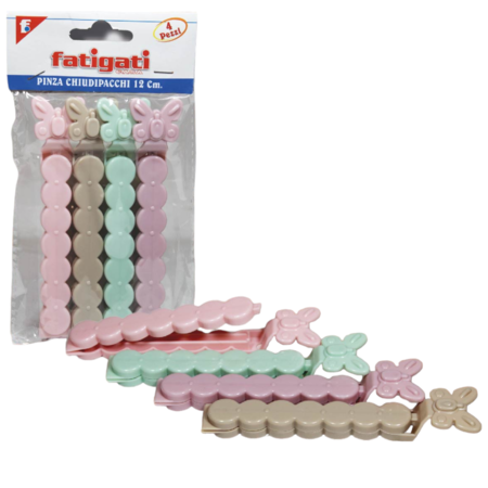 FATIGATI PINZA CHIUDIPACCHI 4 PEZZI 12 CM (Confezione da 12 pezzi) 