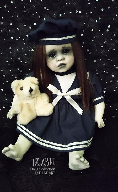 Izabel bambola seduta Creepy Gothic OOAK fatta a mano 