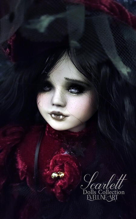 Scarlett bambola Vampiro 47 cm.  Horror Creepy fatta a mano 
