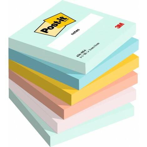 Confezione 6 blocchi 100 foglietti Post-it 76x76 mm 654-BEA BEACHSIDE colori assortiti