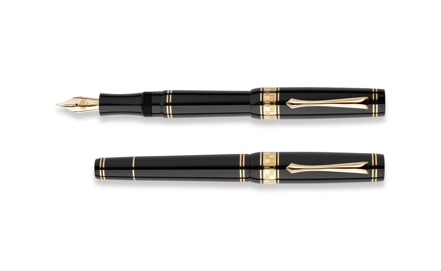 Penna stilografica Nettuno 1911 Superba Nera "BFK" Oro
