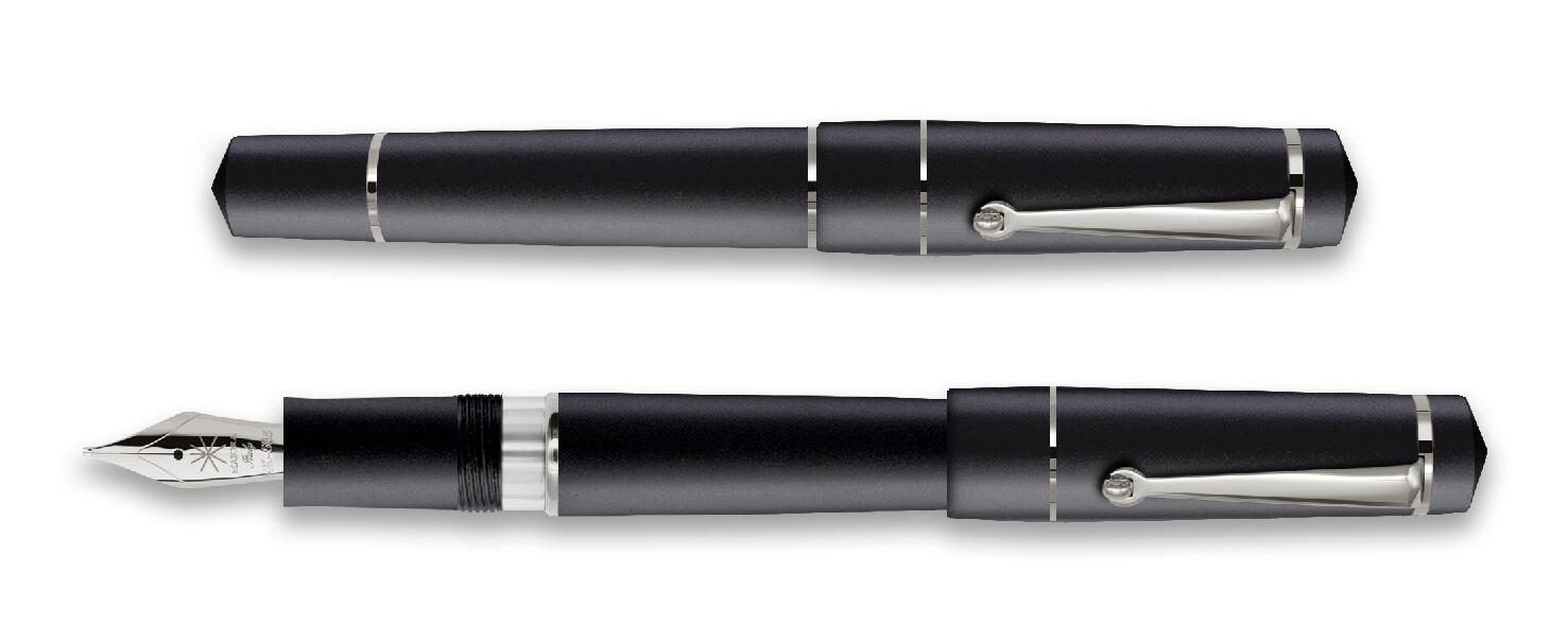 Penna stilografica Maiora Futura Nera Matte "KP" finiture Palladio