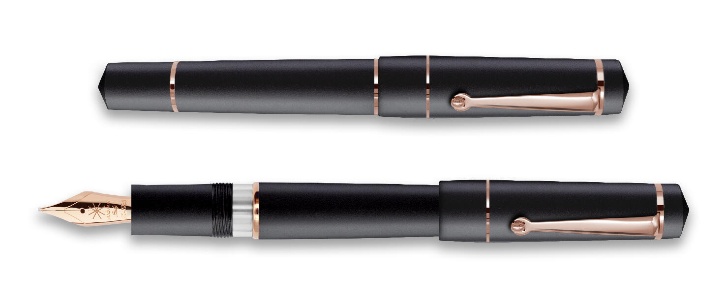 Penna stilografica Maiora Futura Nera Matte "KP" finiture Oro Rosa