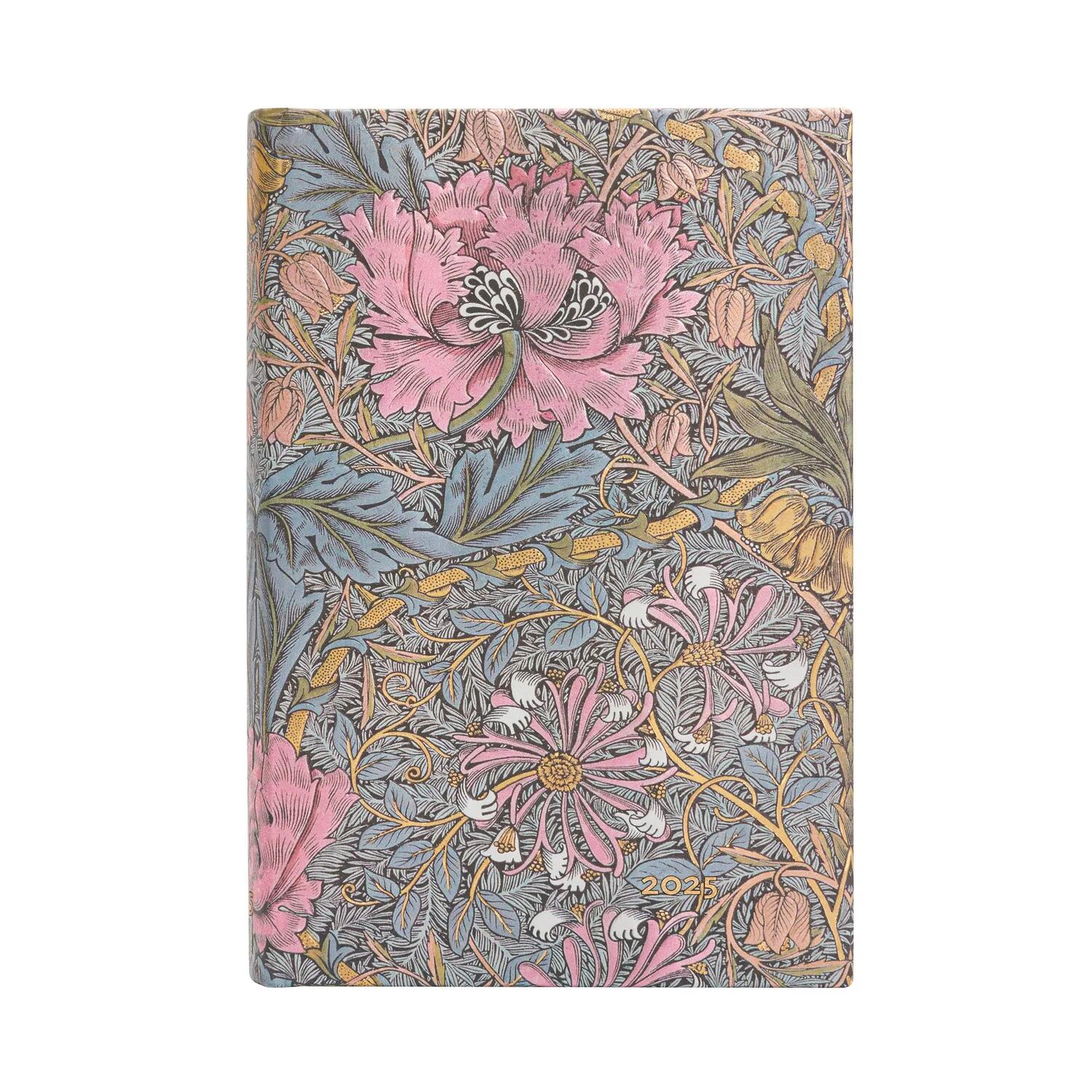 Agenda giornaliera 2025 - Morris Caprifoglio Rosa - PAPERBLANKS 12 MESI - Formato Mini