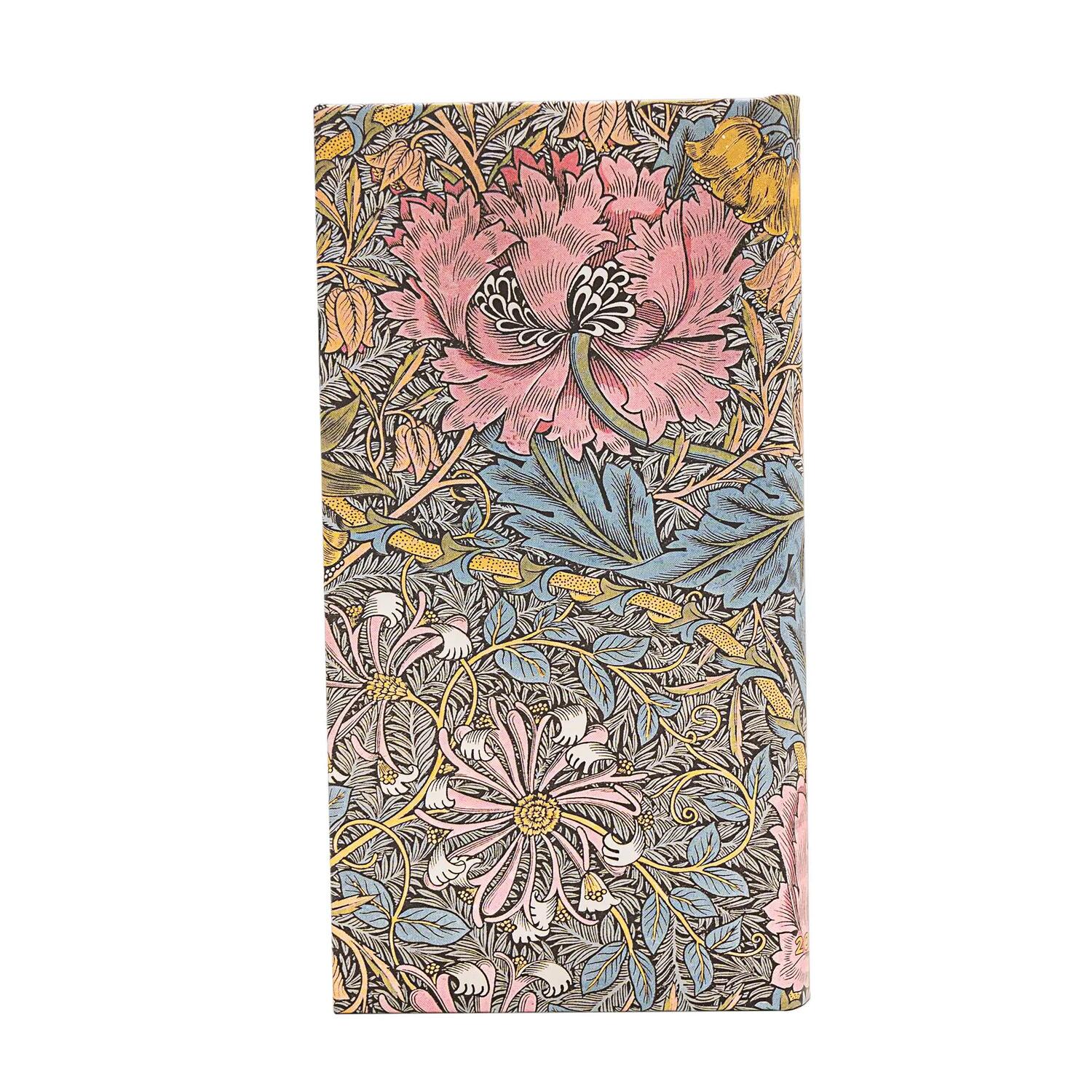 Agenda settimanale 2025 - Morris Caprifoglio Rosa - PAPERBLANKS 12 MESI - Formato Slanciato