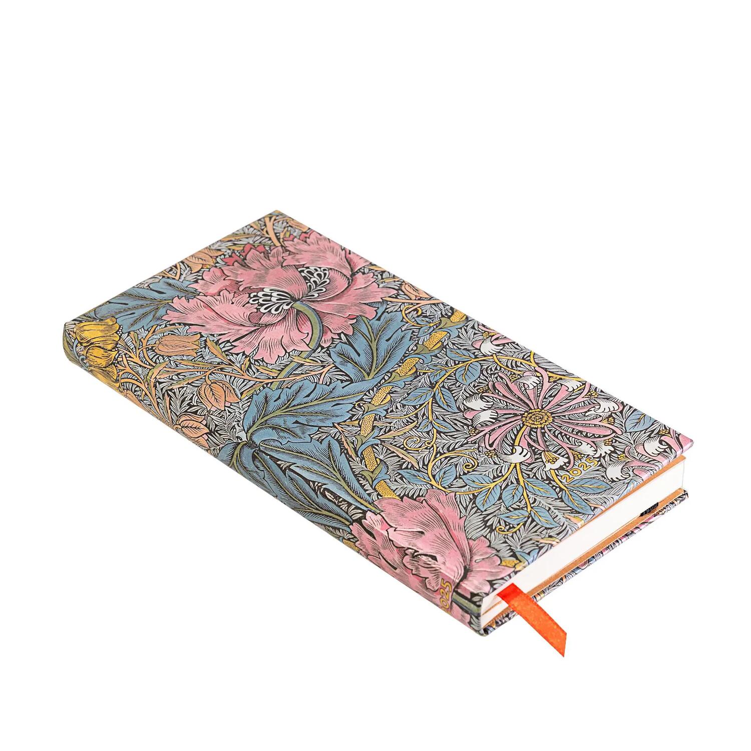 Agenda settimanale 2025 - Morris Caprifoglio Rosa - PAPERBLANKS 12 MESI - Formato Slanciato