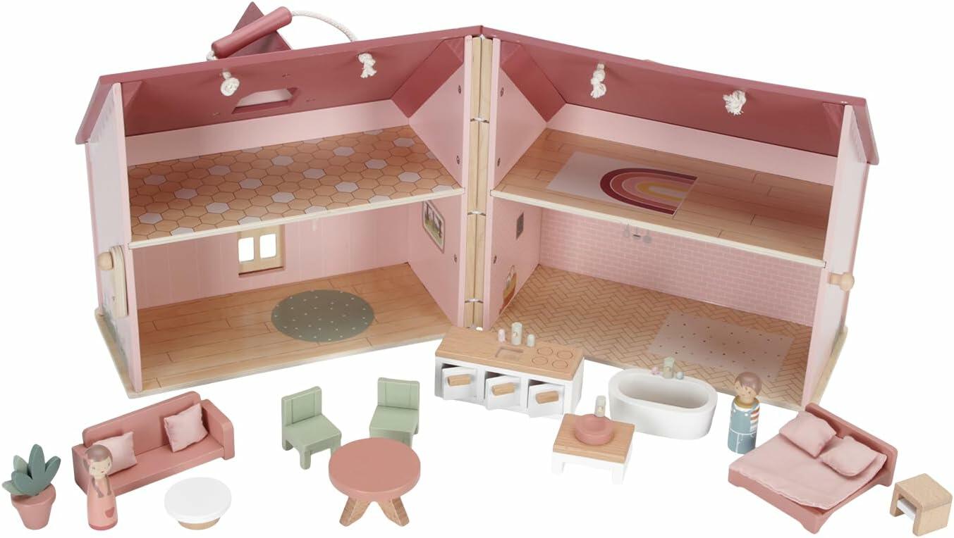 Set Divano In Miniatura Rosa Con Portagioie Apribile Per Casa Delle Bambole (Scala 1/6 E 1/12)