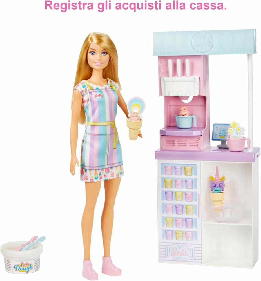 Barbie Playset Gelateria con Bambola - Mattel - HCN46 - 3+