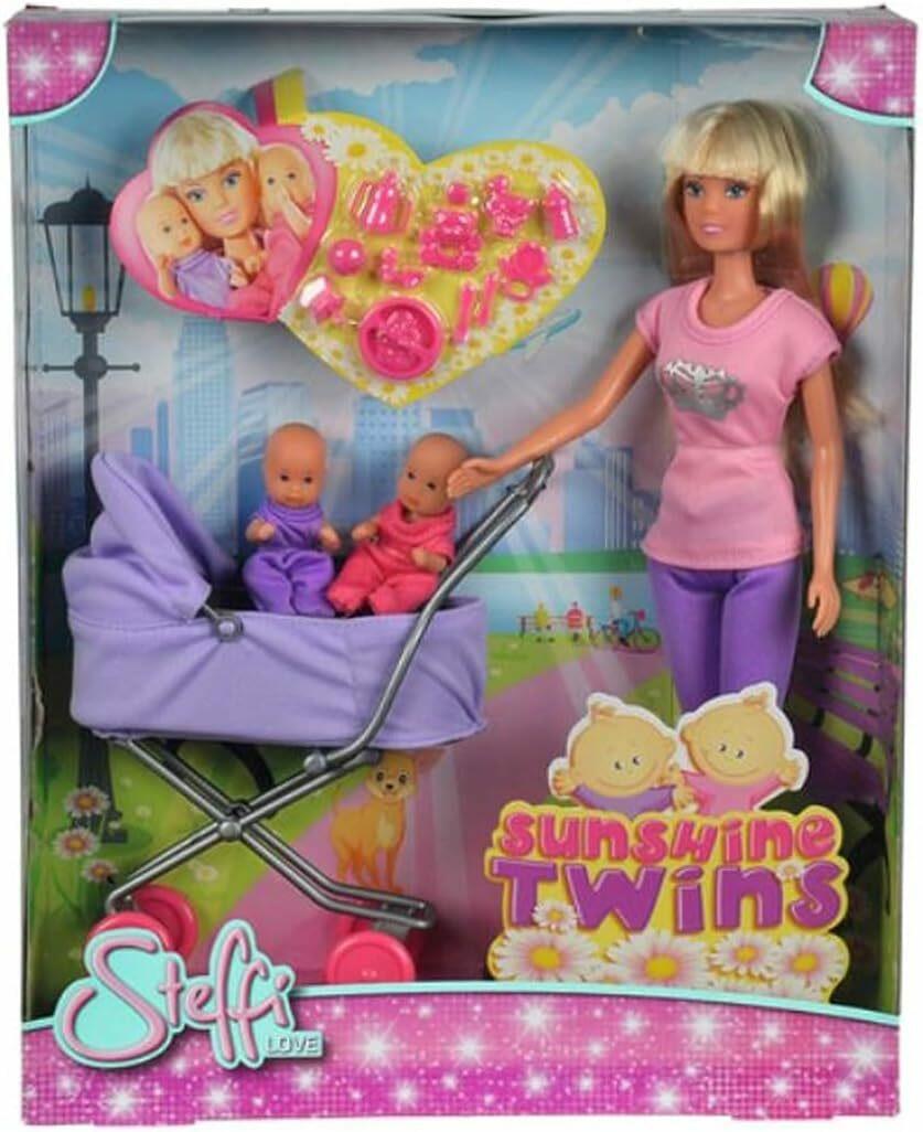 Steffi Love Bambola con gemelli + accessori e carrozzina - SIMBA 105738060 - 3+